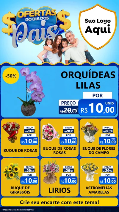 Modelo de Rede Social para Stories com o tema Ofertas do Dia dos Pais para Floricultura e jardim