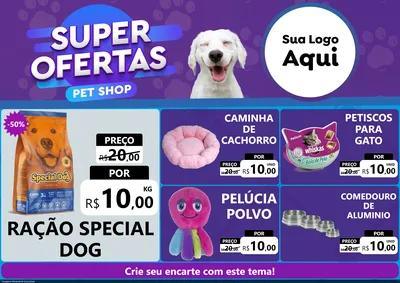 Modelo de Encarte para Encarte A4 Horizontal com o tema Super Ofertas Pet Shop para Pet Shop