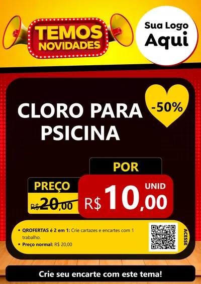 Modelo de Cartaz para Cartaz A4 Vertical com o tema Temos Novidades para Produtos para Piscina