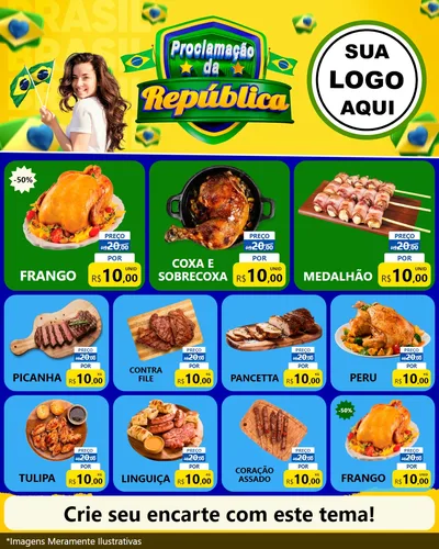 Modelo de Rede Social para Feed Instagram com o tema Proclamação da República para Assados