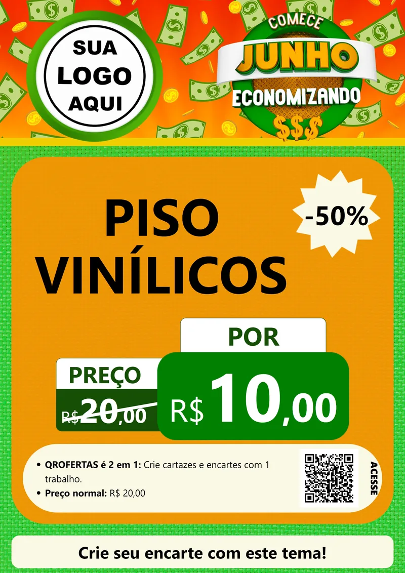 Modelo de Cartaz para Cartaz A4 Vertical com o tema Comece Junho Economizando para Material para Construção