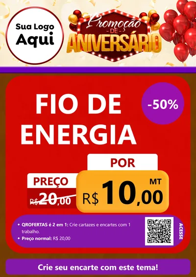 Modelo de Cartaz para Cartaz A4 Vertical com o tema Promoção de Aniversário para Materiais Elétricos