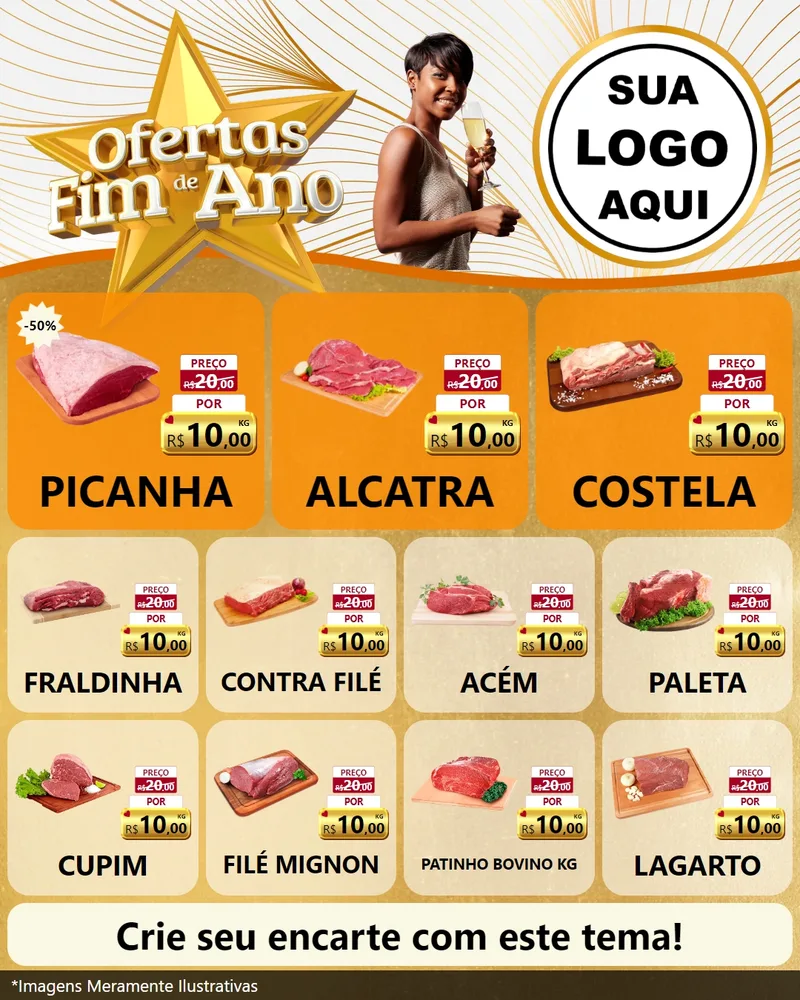 Modelo de Rede Social para Feed Instagram com o tema Ofertas Fim de Ano para Açougue