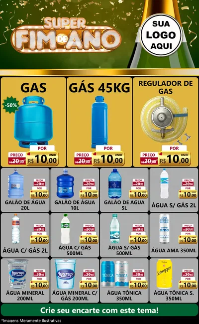 Modelo de Encarte para Encarte Grande com o tema Super Fim de Ano para Água e gás