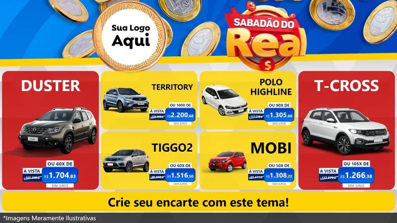 Modelo de TV para TV Horizontal com o tema Sabadão do Real para Concessionaria de Carros