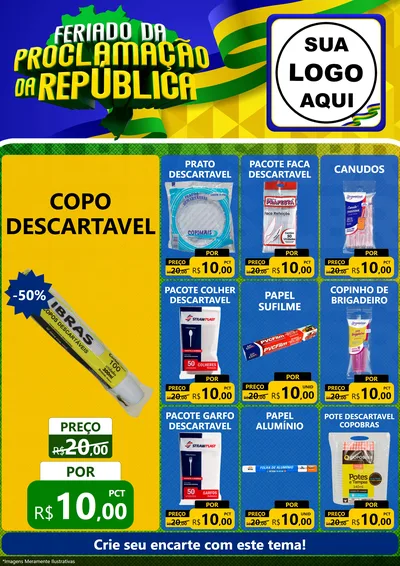Modelo de Encarte para Encarte A4 Vertical com o tema Feriado da Proclamação da República para Embalagens