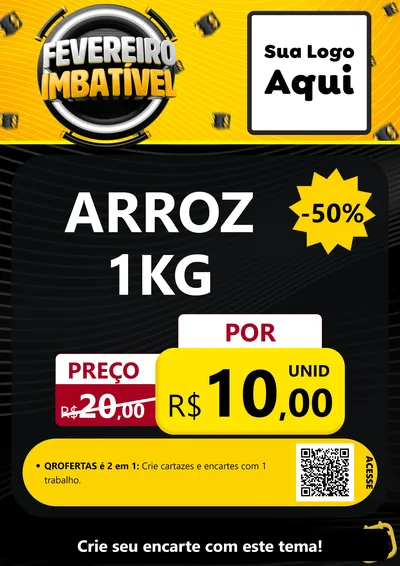 Modelo de Cartaz para Cartaz A4 Vertical com o tema Fevereiro Imbatível para Supermercado