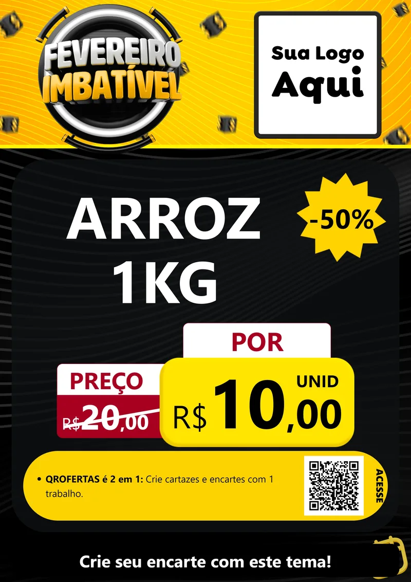 Modelo de Cartaz para Cartaz A4 Vertical com o tema Fevereiro Imbatível para Supermercado