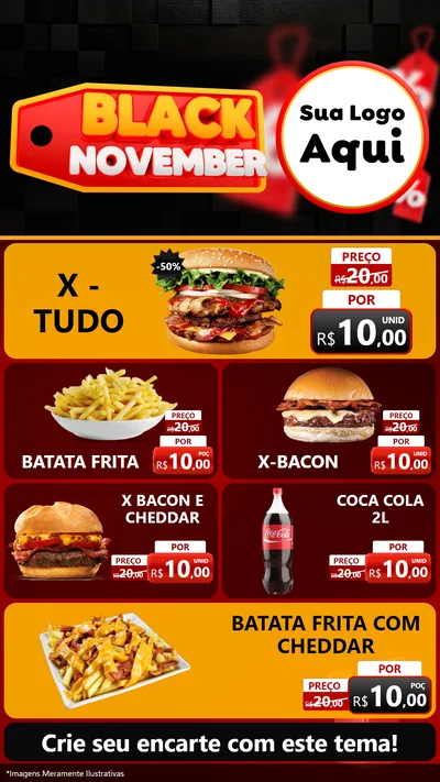 Modelo de TV para TV Vertical com o tema Black November para Hamburgueria