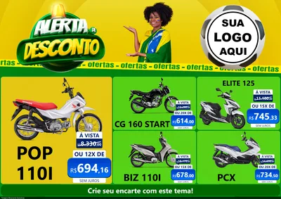 Modelo de Encarte para Encarte A4 Horizontal com o tema Alerta de Desconto para Concessionaria de Motos