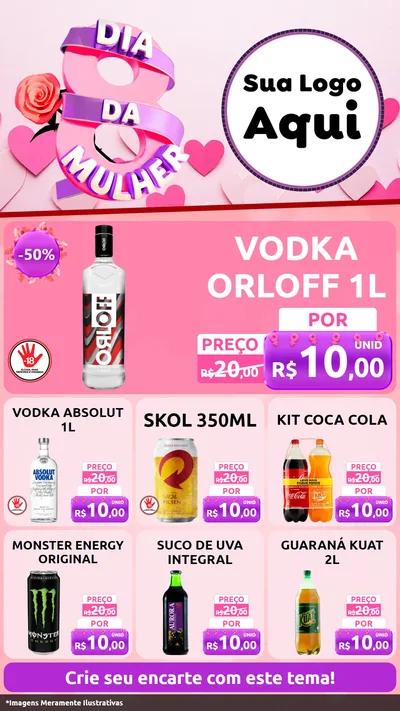 Modelo de Rede Social para Stories com o tema Dia da Mulher para Distribuidora de bebidas