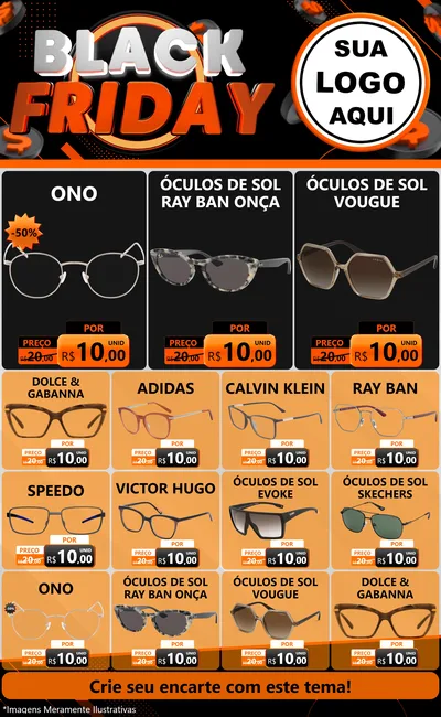 Modelo de Encarte para Encarte Grande com o tema Black Friday para Óticas