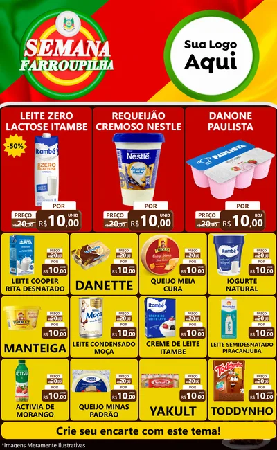 Modelo de Encarte para Encarte Grande com o tema Semana Farroupilha para Frios e Laticínios