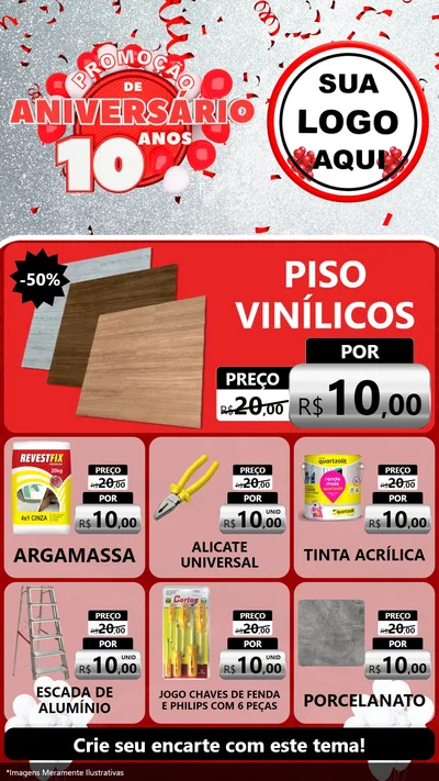 Modelo de Rede Social para Stories com o tema Promoção de Aniversário - 10 Anos para Material para Construção