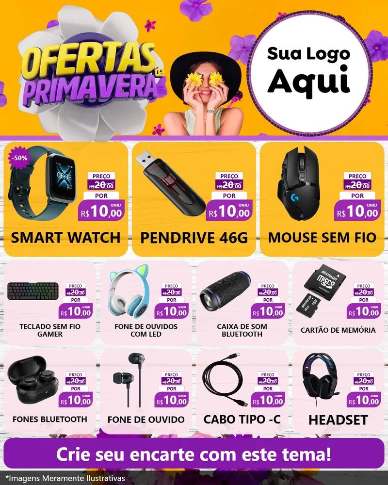 Modelo de Rede Social para Feed Instagram com o tema Ofertas Da Primavera para Informática