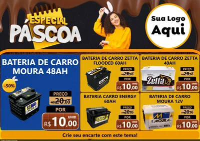 Modelo de Encarte para Encarte A4 Horizontal com o tema Especial Páscoa para Baterias Elétricas