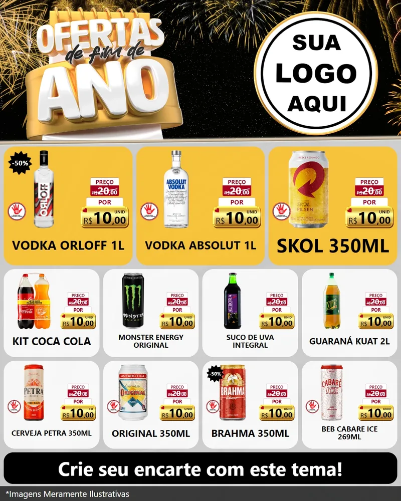 Modelo de Rede Social para Feed Instagram com o tema Ofertas de Fim de Ano para Distribuidora de bebidas