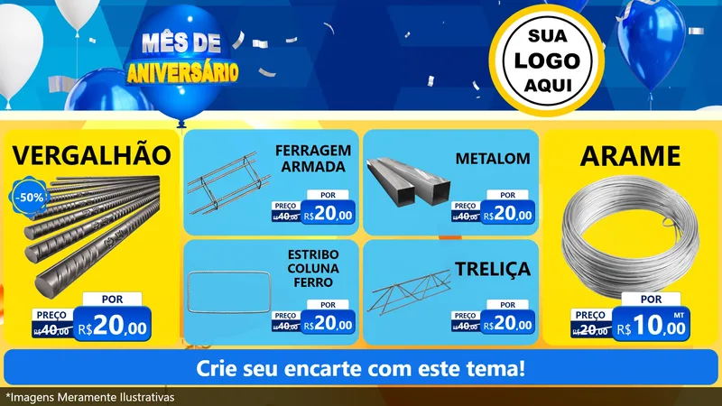 Modelo de TV para TV Horizontal com o tema Mês de Aniversário para Ferragens