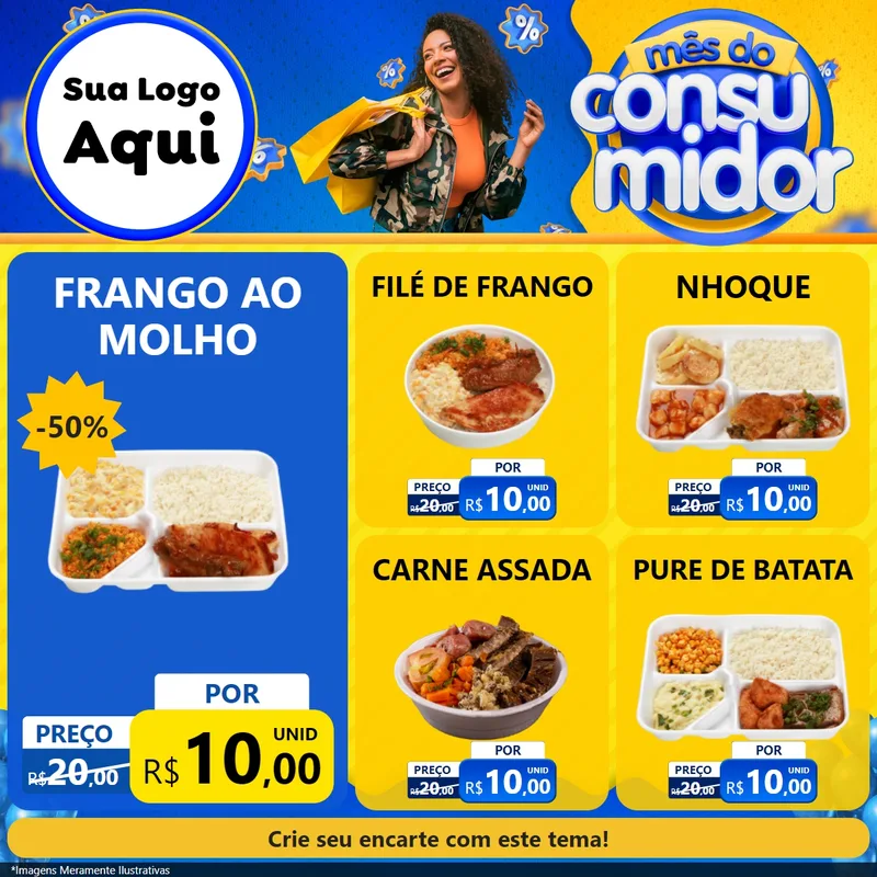 Modelo de Rede Social para Feed Facebook com o tema Mês do Consumidor para Restaurante
