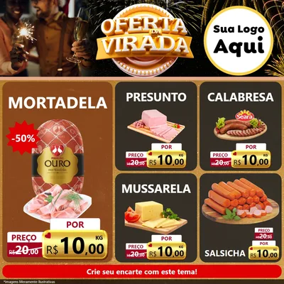 Modelo de Rede Social para Feed Facebook com o tema Oferta da Virada para Frios e Laticínios