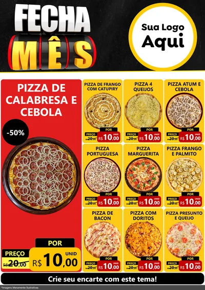 Modelo de Encarte para Encarte A4 Vertical com o tema Fecha Mês para Pizzaria