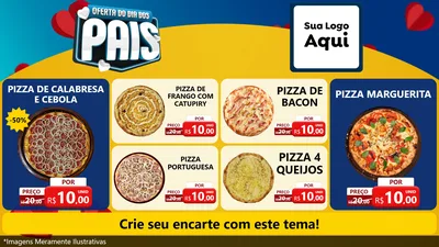Modelo de TV para TV Horizontal com o tema Oferta Do Dia Dos Pais para Pizzaria