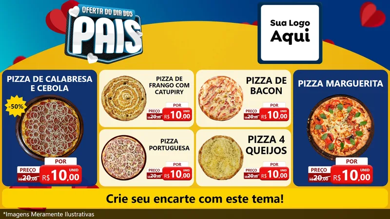 Modelo de TV para TV Horizontal com o tema Oferta Do Dia Dos Pais para Pizzaria