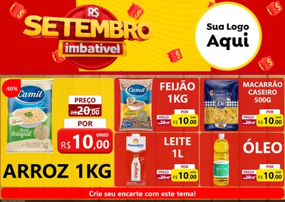 Modelo de Encarte para Encarte A4 Horizontal com o tema Setembro Imbatível para Supermercado