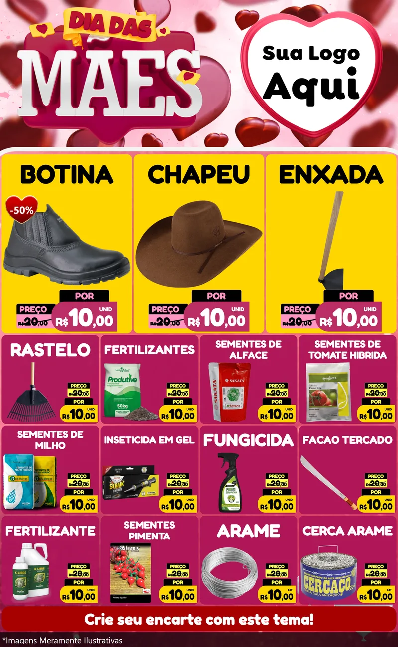 Modelo de Encarte para Encarte Grande com o tema Dia Das Mães para Agropecuária