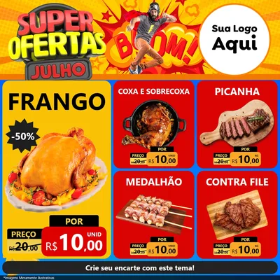 Modelo de Rede Social para Feed Facebook com o tema Super Ofertas Julho para Assados