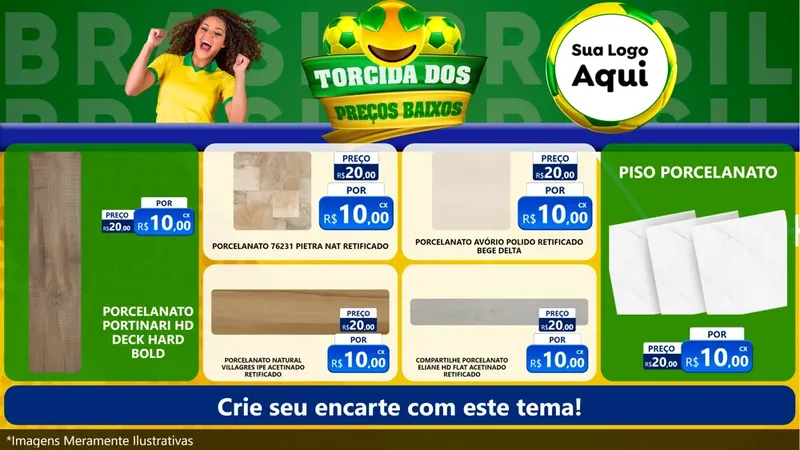 Modelo de TV para TV Horizontal com o tema Torcida dos Preços Baixos - Copa para Pisos e revestimentos