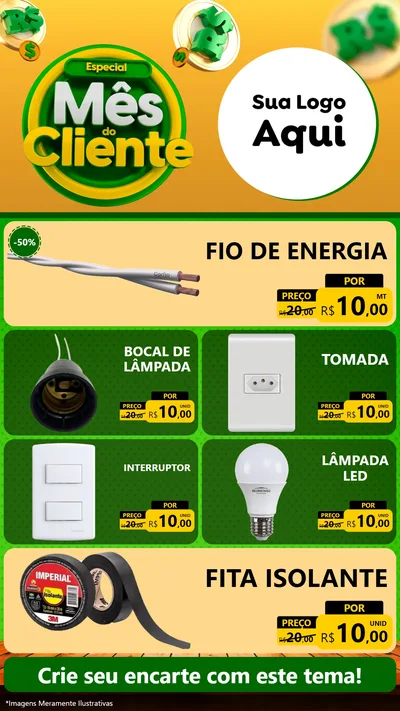 Modelo de TV para TV Vertical com o tema Especial Mês do Cliente para Materiais Elétricos