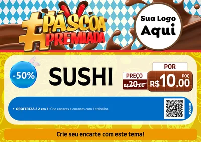Modelo de Cartaz para Cartaz A4 Horizontal com o tema Páscoa Premiada para Comida japonesa