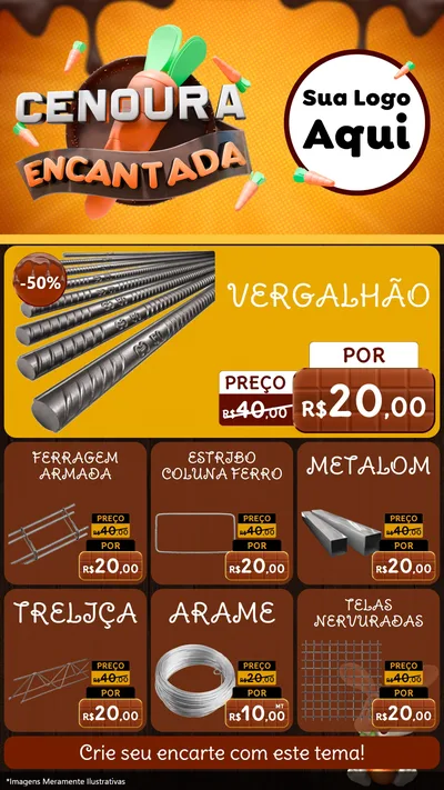 Modelo de Rede Social para Stories com o tema Cenoura Encantada - Páscoa para Ferragens