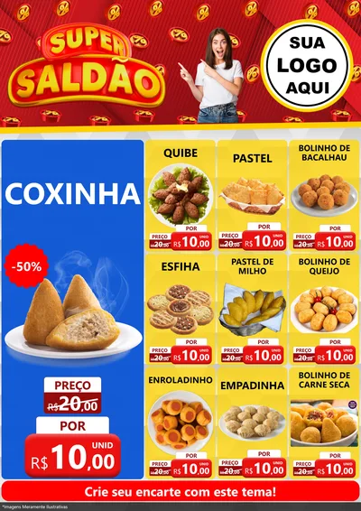 Modelo de Encarte para Encarte A4 Vertical com o tema Super Saldão para Salgadaria
