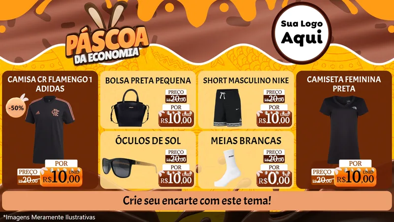 Modelo de TV para TV Horizontal com o tema Páscoa da Economia para Roupas e acessórios
