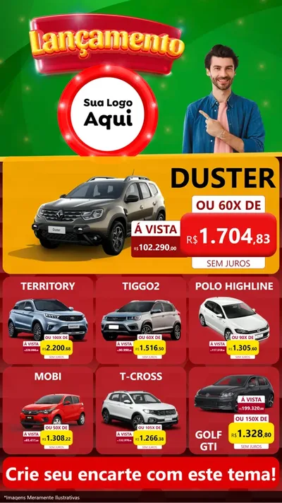 Modelo de Rede Social para Stories com o tema Lançamento para Concessionaria de Carros