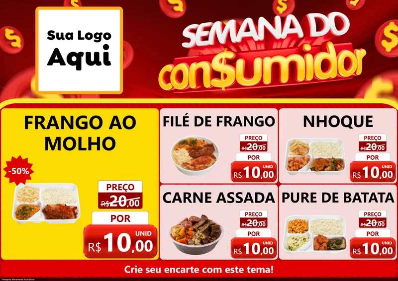 Modelo de Encarte para Encarte A4 Horizontal com o tema Semana do Consumidor para Restaurante