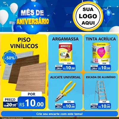 Modelo de Rede Social para Feed Facebook com o tema Mês de Aniversário para Material para Construção