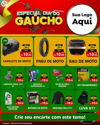 Modelo de Rede Social para Feed Instagram com o tema Especial Dia do Gaúcho para Moto peças