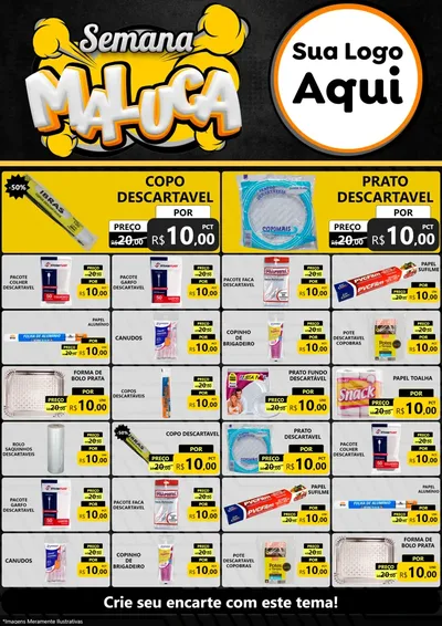 Modelo de Encarte para Encarte A4 Vertical com o tema Semana Maluca para Embalagens