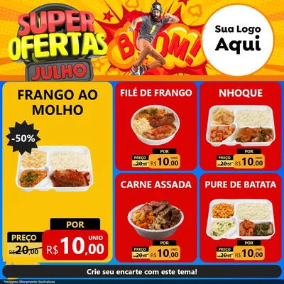 Modelo de Rede Social para Feed Facebook com o tema Super Ofertas Julho para Restaurante
