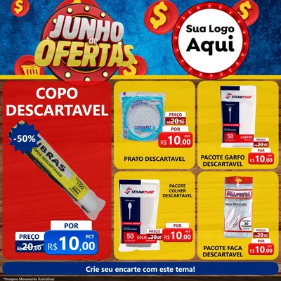 Modelo de Rede Social para Feed Facebook com o tema Junho de Ofertas para Embalagens