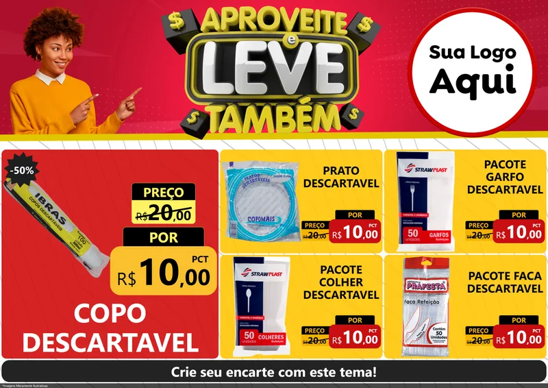 Modelo de Encarte para Encarte A4 Horizontal com o tema Aproveite e Leve Também para Embalagens