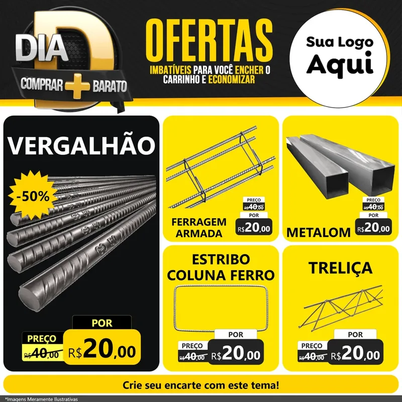 Modelo de Rede Social para Feed Facebook com o tema Dia D Mais Economia para Ferragens