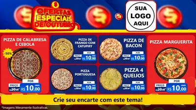 Modelo de TV para TV Horizontal com o tema Ofertas Especiais de Outubro para Pizzaria
