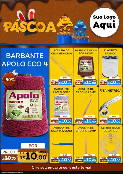 Modelo de Encarte para Encarte A4 Vertical com o tema Páscoa para Armarinho e Aviamentos