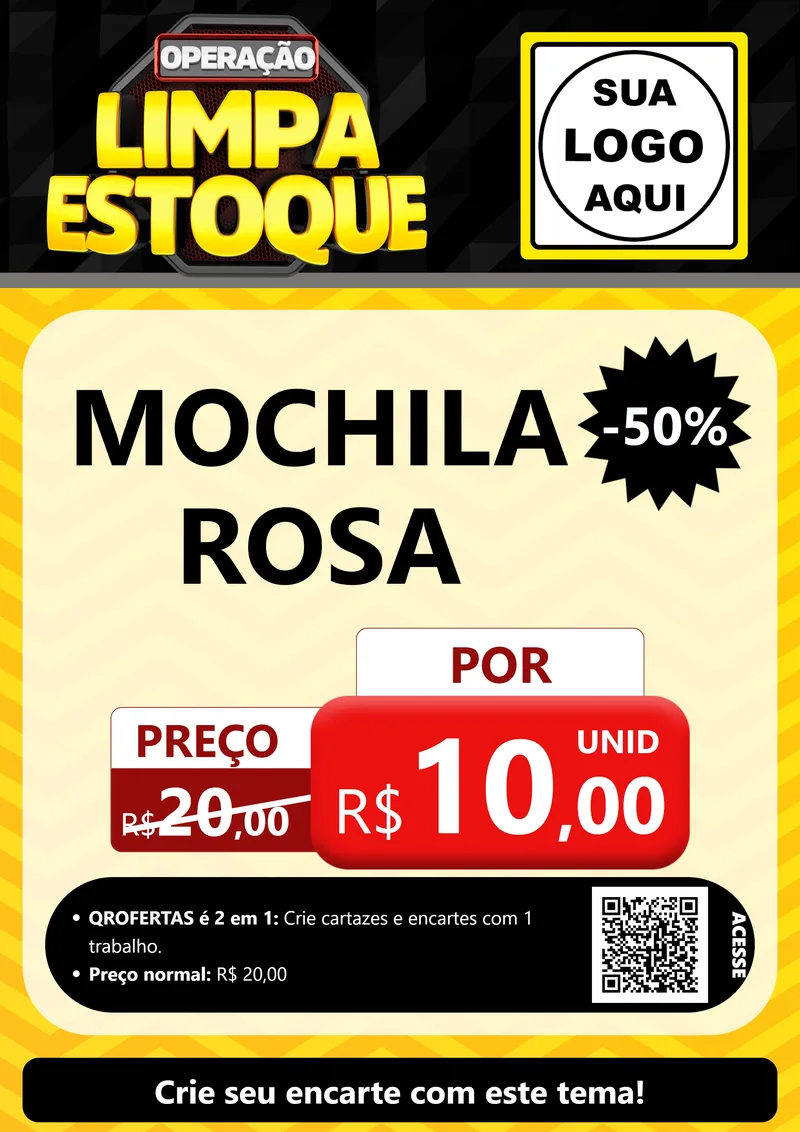Modelo de Cartaz para Cartaz A4 Vertical com o tema Operação Limpa Estoque para Papelaria