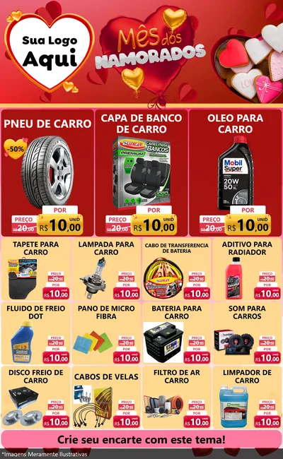 Modelo de Encarte para Encarte Grande com o tema Mês dos Namorados para Auto peças