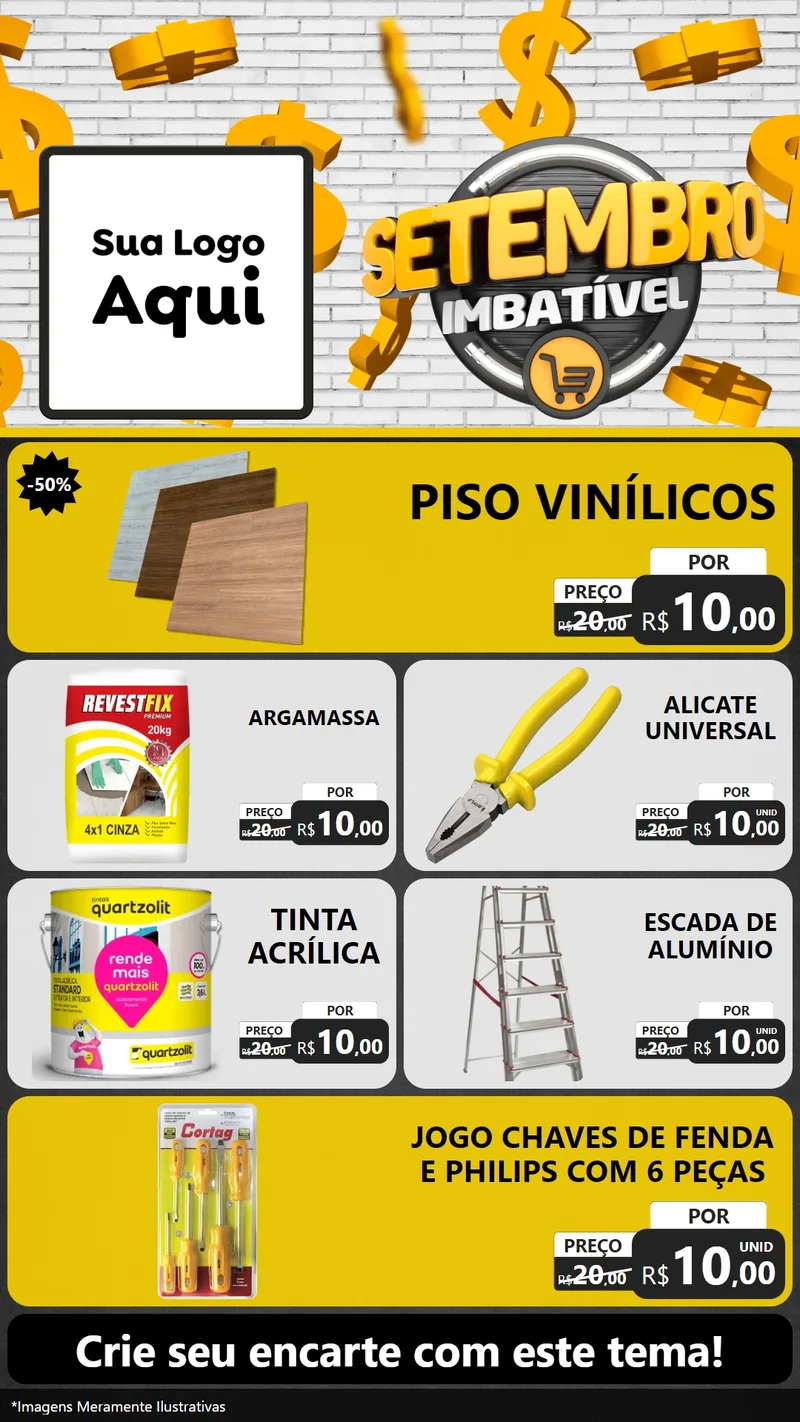 Modelo de TV para TV Vertical com o tema Setembro Imbatível para Material para Construção